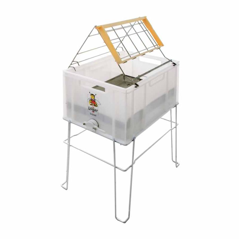 Bac de désoperculation en PVC avec support et fond tamis (horizontal)